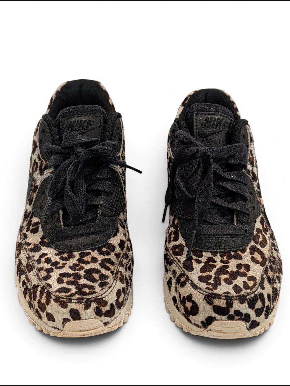 SOLD Vintage Nike Air Max Leather Cow Hide Leopard Print Athletic Sneakers - Picture 12 of 13